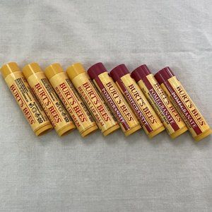 8 Burts Bees Lip Balm 4 Original Vitamin E & Peppermint 4 Pomegranate